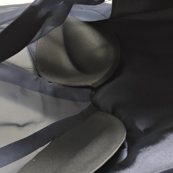 ABS Allen Schwartz Blue Formal Long  Silk Dress Gown w/ Built in Bra Size 4 - Picture 15 of 16